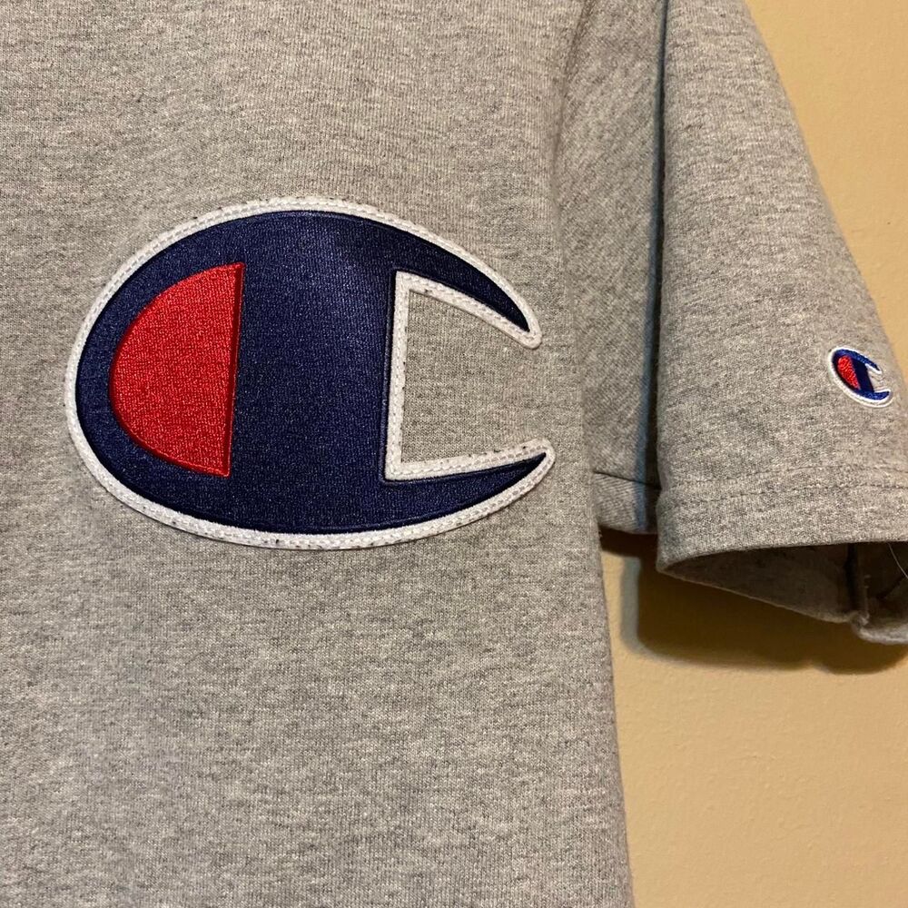 Authentic Champion Grey Patch Logo Tee - XS
